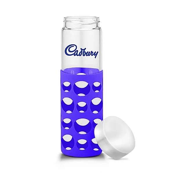 20 oz Silicone Round Cutouts Glass Bottle - 20 oz Silicone Round Cutouts Glass Bottle - Image 12 of 14