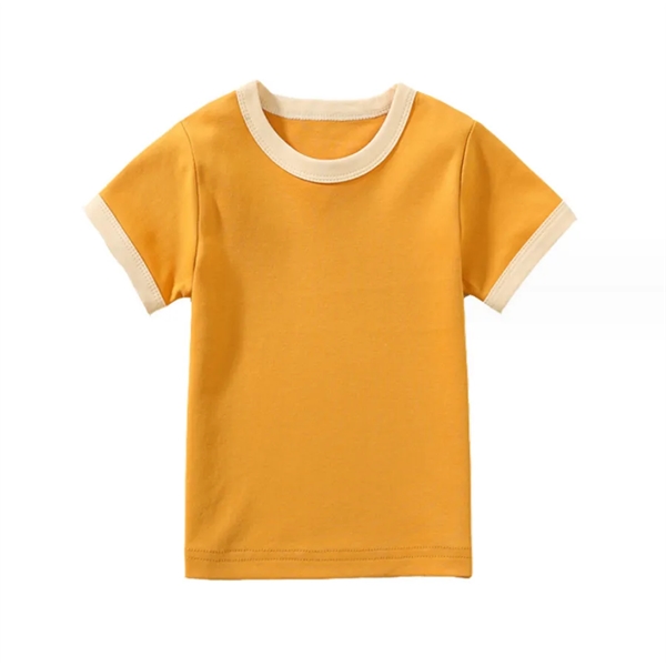 Boys and Girls Solid Color Printed Short-Sleeved Tops - Boys and Girls Solid Color Printed Short-Sleeved Tops - Image 1 of 5