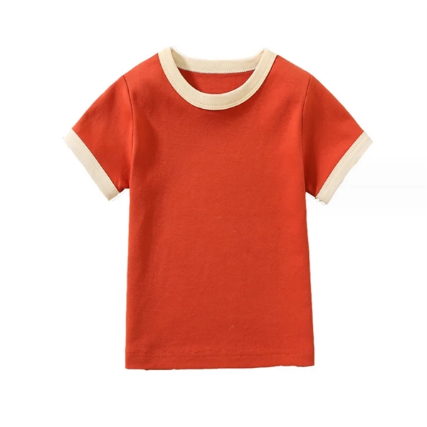 Boys and Girls Solid Color Printed Short-Sleeved Tops - Boys and Girls Solid Color Printed Short-Sleeved Tops - Image 2 of 5