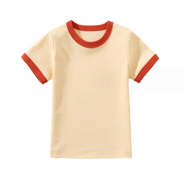 Boys and Girls Solid Color Printed Short-Sleeved Tops - Boys and Girls Solid Color Printed Short-Sleeved Tops - Image 4 of 5