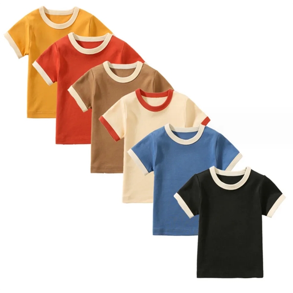 Boys and Girls Solid Color Printed Short-Sleeved Tops - Boys and Girls Solid Color Printed Short-Sleeved Tops - Image 5 of 5