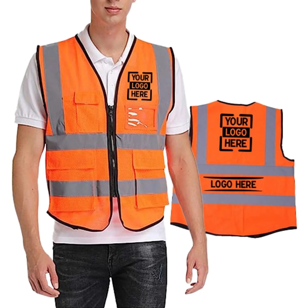 Mesh Hi-Viz Reflective Tape Safety Vest With 4 Pockets - Mesh Hi-Viz Reflective Tape Safety Vest With 4 Pockets - Image 4 of 11