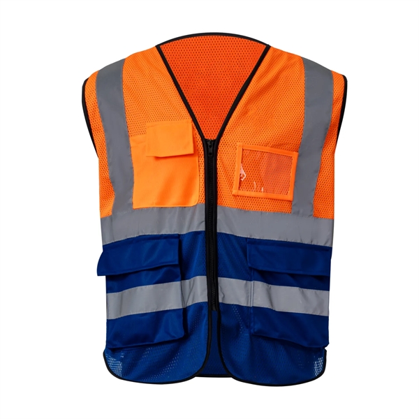 Mesh Hi-Viz Reflective Tape Safety Vest With 4 Pockets - Mesh Hi-Viz Reflective Tape Safety Vest With 4 Pockets - Image 1 of 11