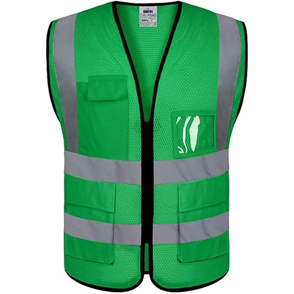 Mesh Hi-Viz Reflective Tape Safety Vest With 4 Pockets - Mesh Hi-Viz Reflective Tape Safety Vest With 4 Pockets - Image 2 of 11