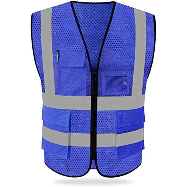 Mesh Hi-Viz Reflective Tape Safety Vest With 4 Pockets - Mesh Hi-Viz Reflective Tape Safety Vest With 4 Pockets - Image 3 of 11