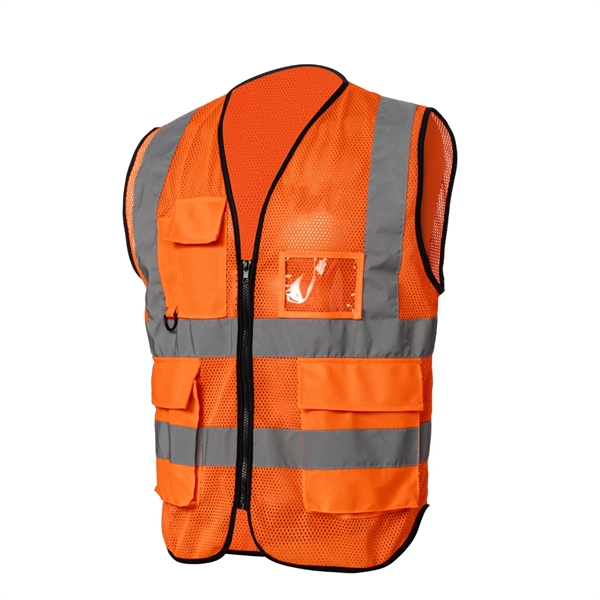 Mesh Hi-Viz Reflective Tape Safety Vest With 4 Pockets - Mesh Hi-Viz Reflective Tape Safety Vest With 4 Pockets - Image 8 of 11