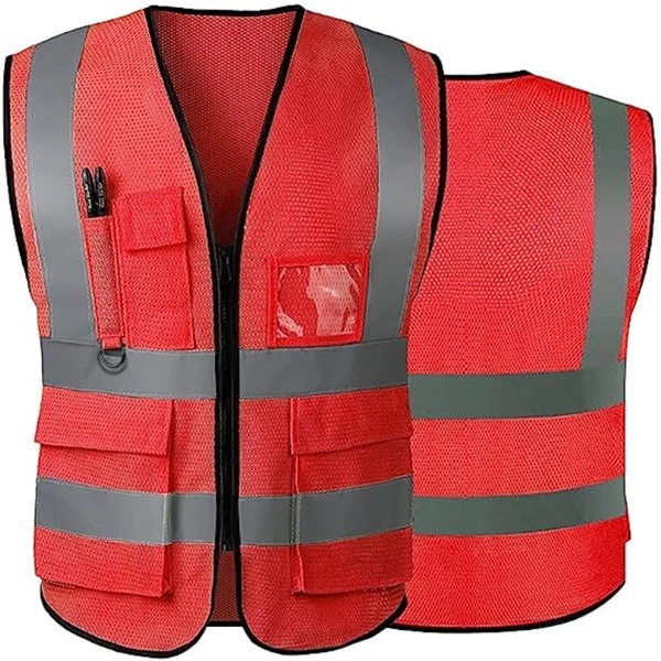 Mesh Hi-Viz Reflective Tape Safety Vest With 4 Pockets - Mesh Hi-Viz Reflective Tape Safety Vest With 4 Pockets - Image 11 of 11