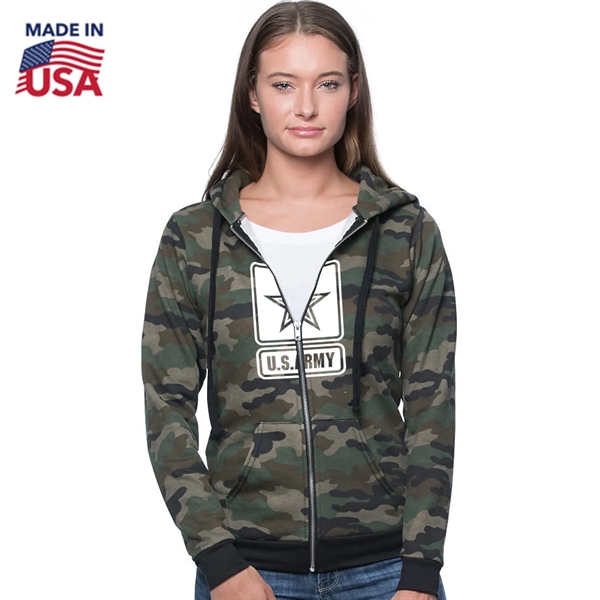 USA Made Unisex Camo Fleece Full Zip Pullover Hoodie - USA Made Unisex Camo Fleece Full Zip Pullover Hoodie - Image 0 of 5
