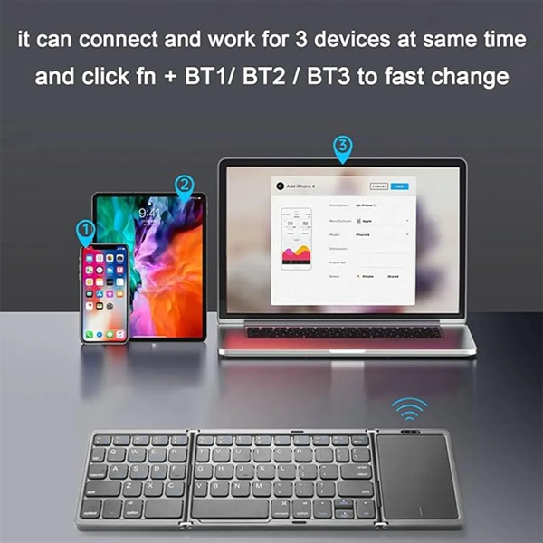 Foldable Bluetooth Keyboard with Touchpad Rechargeable - Foldable Bluetooth Keyboard with Touchpad Rechargeable - Image 5 of 5