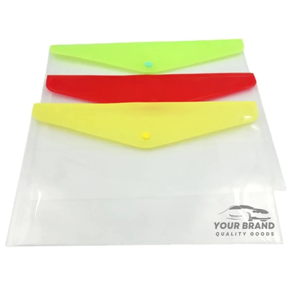 Transparent Assorted Color Document Holder With Snap Closure - Transparent Assorted Color Document Holder With Snap Closure - Image 2 of 2