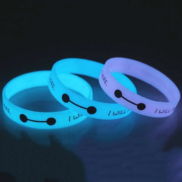 Glow in the Dark Silicone Wristbands w/ Custom Imprint - Glow in the Dark Silicone Wristbands w/ Custom Imprint - Image 0 of 5