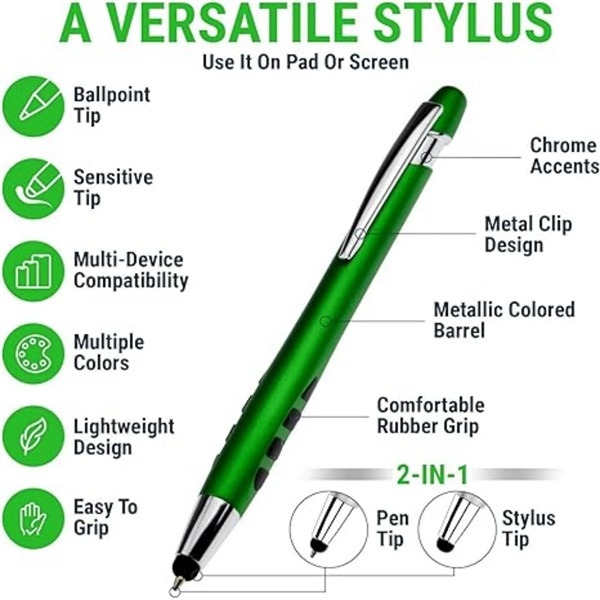 2-in-1 Stylus Pen&Ballpoint Writing Pens - 2-in-1 Stylus Pen&Ballpoint Writing Pens - Image 1 of 5