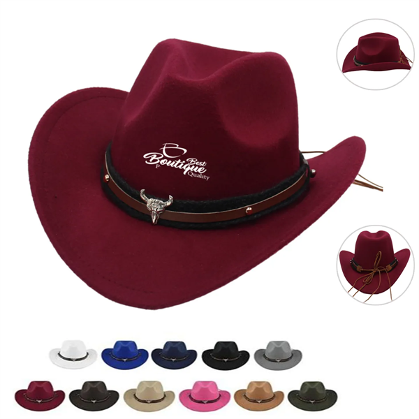 Unisex Classic Western Cowboy Men Felt Wide Brim Hats - Unisex Classic Western Cowboy Men Felt Wide Brim Hats - Image 0 of 9