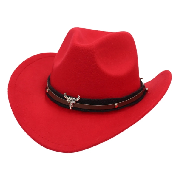 Unisex Classic Western Cowboy Men Felt Wide Brim Hats - Unisex Classic Western Cowboy Men Felt Wide Brim Hats - Image 1 of 9