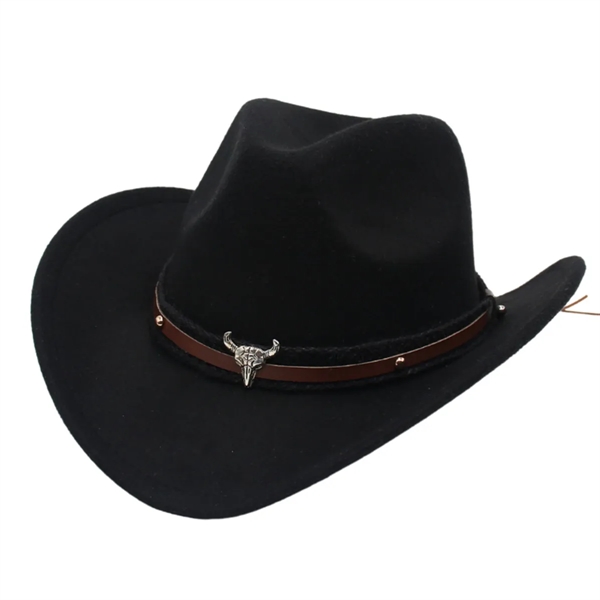 Unisex Classic Western Cowboy Men Felt Wide Brim Hats - Unisex Classic Western Cowboy Men Felt Wide Brim Hats - Image 2 of 9