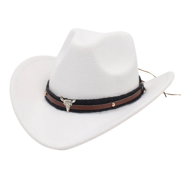Unisex Classic Western Cowboy Men Felt Wide Brim Hats - Unisex Classic Western Cowboy Men Felt Wide Brim Hats - Image 3 of 9