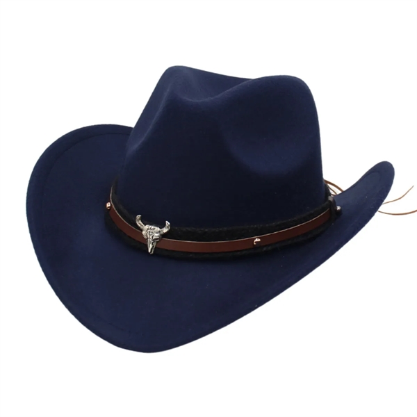 Unisex Classic Western Cowboy Men Felt Wide Brim Hats - Unisex Classic Western Cowboy Men Felt Wide Brim Hats - Image 5 of 9