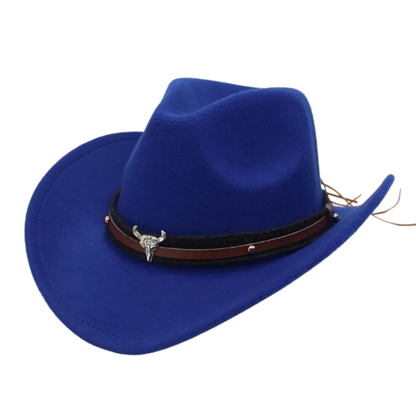 Unisex Classic Western Cowboy Men Felt Wide Brim Hats - Unisex Classic Western Cowboy Men Felt Wide Brim Hats - Image 6 of 9