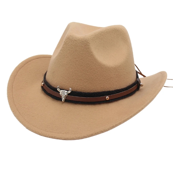 Unisex Classic Western Cowboy Men Felt Wide Brim Hats - Unisex Classic Western Cowboy Men Felt Wide Brim Hats - Image 8 of 9