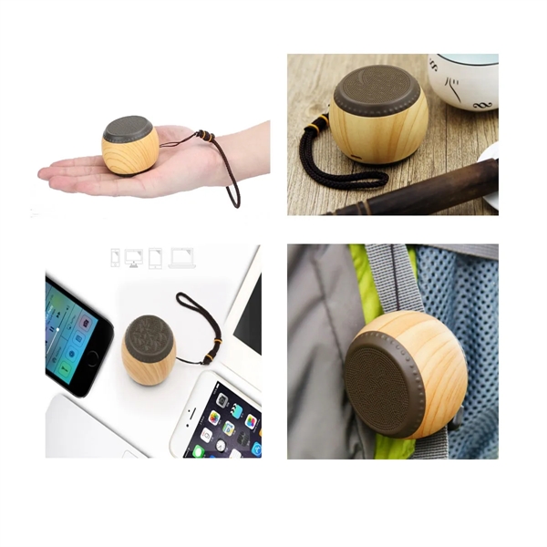 Portable Wooden Smart Small Drum Wireless Bluetooth Speaker - Portable Wooden Smart Small Drum Wireless Bluetooth Speaker - Image 3 of 3