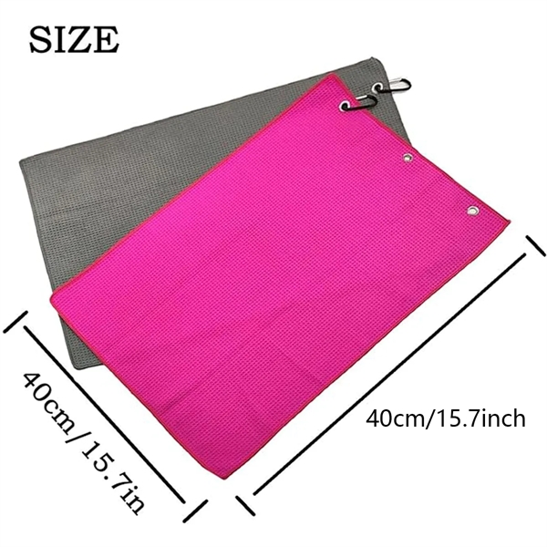 Microfiber Waffle Pattern Golf Towel With Carabiner Clip - Microfiber Waffle Pattern Golf Towel With Carabiner Clip - Image 1 of 7