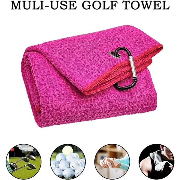 Microfiber Waffle Pattern Golf Towel With Carabiner Clip - Microfiber Waffle Pattern Golf Towel With Carabiner Clip - Image 5 of 7