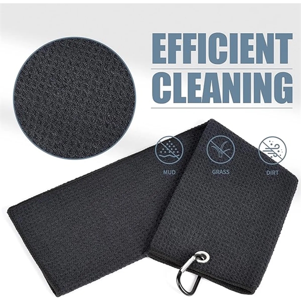 Microfiber Waffle Pattern Golf Towel With Carabiner Clip - Microfiber Waffle Pattern Golf Towel With Carabiner Clip - Image 6 of 7