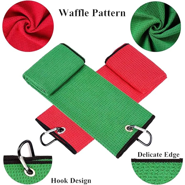 Microfiber Waffle Pattern Golf Towel With Carabiner Clip - Microfiber Waffle Pattern Golf Towel With Carabiner Clip - Image 7 of 7