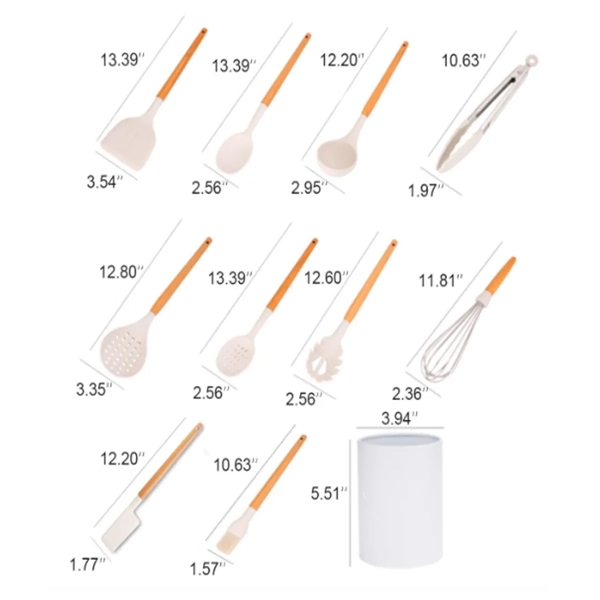 Heat Resistant Wooden Handle Silicone Kitchen Utensil Set - Heat Resistant Wooden Handle Silicone Kitchen Utensil Set - Image 1 of 5