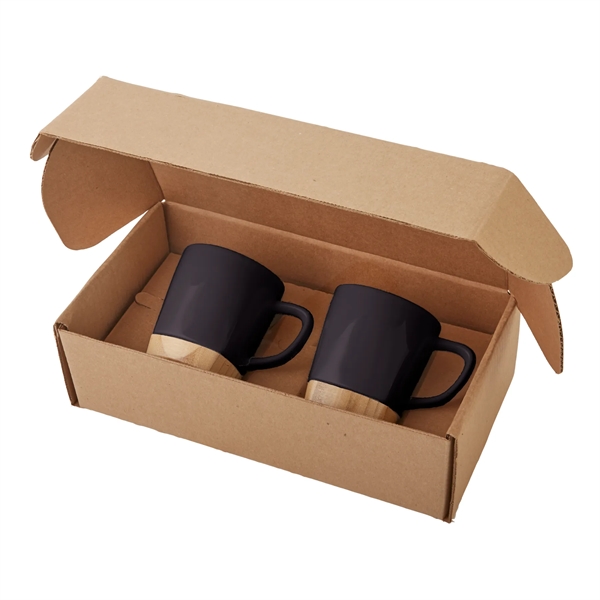 11 oz Ceramic Mugs with Removable Bamboo Coaster Gift Set - 11 oz Ceramic Mugs with Removable Bamboo Coaster Gift Set - Image 1 of 5