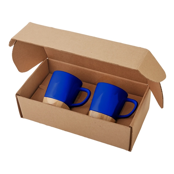 11 oz Ceramic Mugs with Removable Bamboo Coaster Gift Set - 11 oz Ceramic Mugs with Removable Bamboo Coaster Gift Set - Image 2 of 5