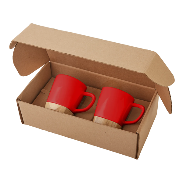 11 oz Ceramic Mugs with Removable Bamboo Coaster Gift Set - 11 oz Ceramic Mugs with Removable Bamboo Coaster Gift Set - Image 4 of 5