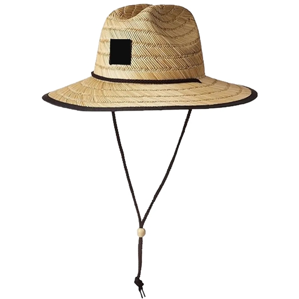 Center-Dent Printed Fabric Durability Wide-Brimmed Straw Hat - Center-Dent Printed Fabric Durability Wide-Brimmed Straw Hat - Image 2 of 3