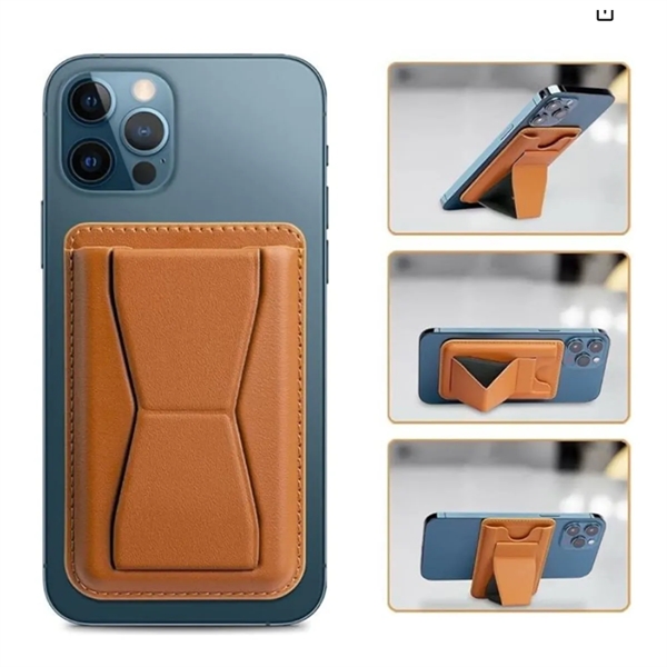 Magnetic Removable Leather Card Wallet With Phone Kickstand - Magnetic Removable Leather Card Wallet With Phone Kickstand - Image 2 of 3