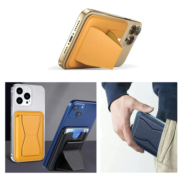 Magnetic Removable Leather Card Wallet With Phone Kickstand - Magnetic Removable Leather Card Wallet With Phone Kickstand - Image 3 of 3