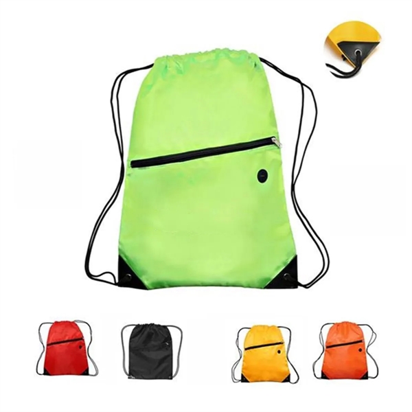 Drawstring Backpack with Zipper - Drawstring Backpack with Zipper - Image 1 of 1