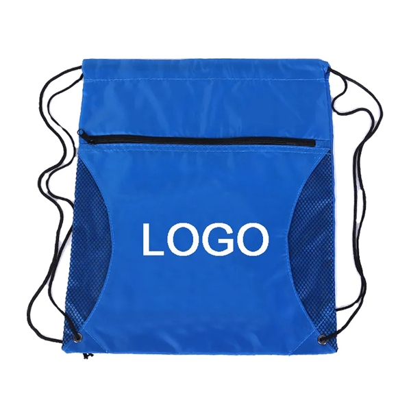 Drawstring Backpack With Mesh Pocket - Drawstring Backpack With Mesh Pocket - Image 1 of 4