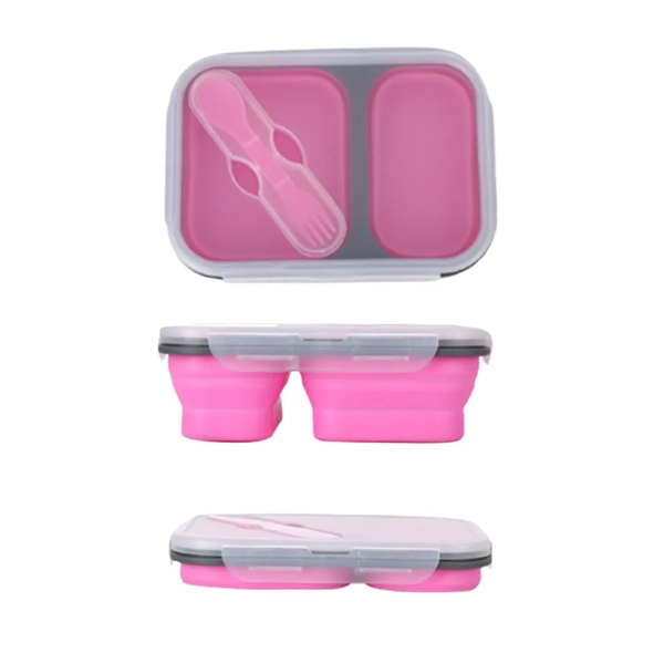 2 Compartments Collapsible Bento Box BPA Free - 2 Compartments Collapsible Bento Box BPA Free - Image 2 of 5