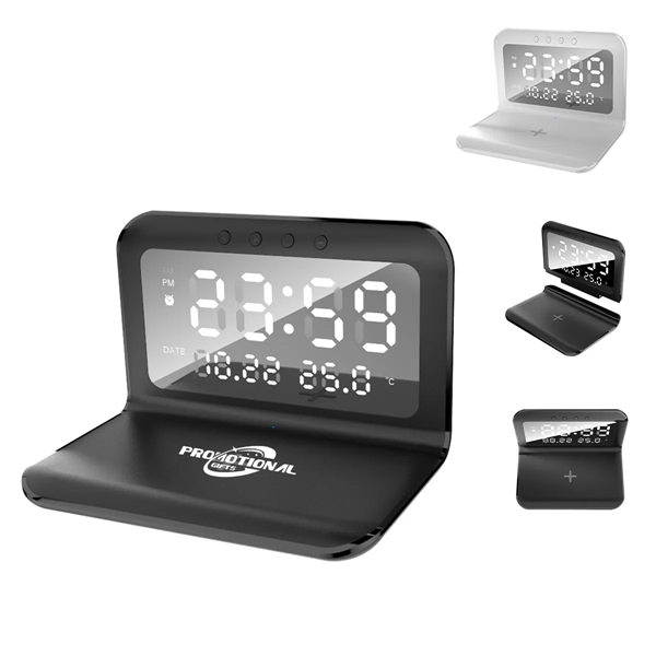 15W Wireless Charging Digital Clock with Adjustable Screen - 15W Wireless Charging Digital Clock with Adjustable Screen - Image 0 of 1