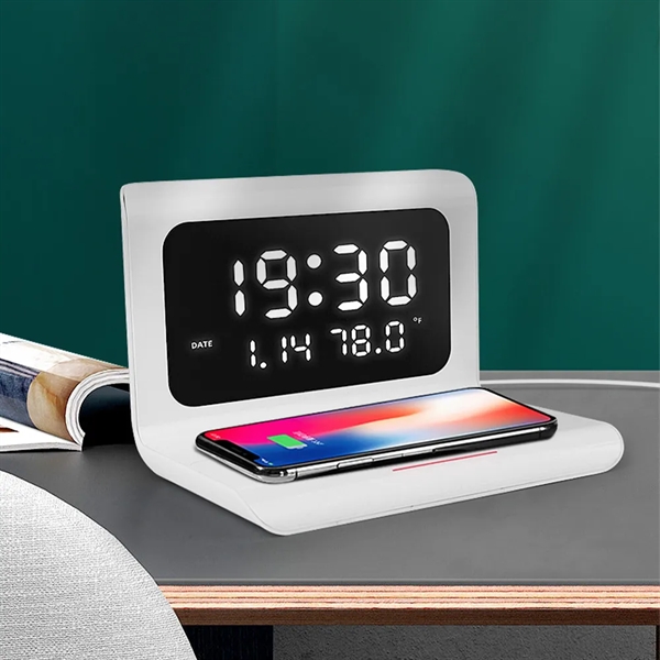 15W Wireless Charging Digital Clock with Adjustable Screen - 15W Wireless Charging Digital Clock with Adjustable Screen - Image 1 of 1