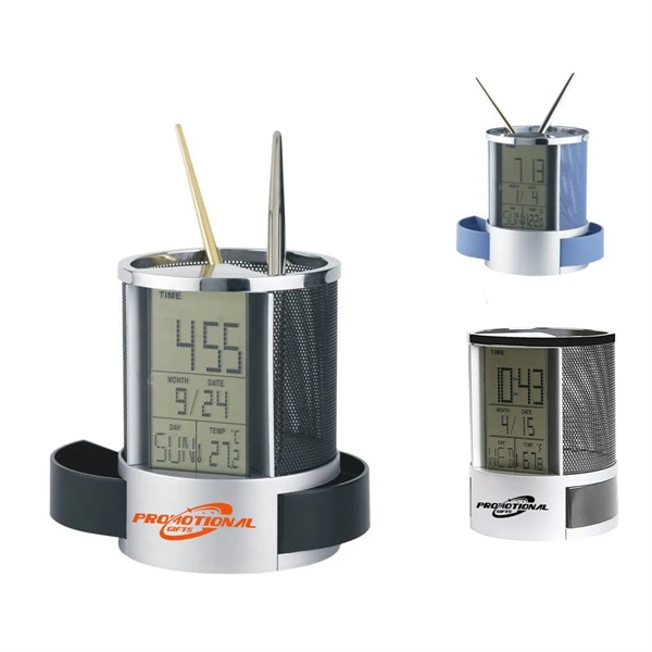 Multi-Function Desk Holder Caddy Clock - Multi-Function Desk Holder Caddy Clock - Image 0 of 2