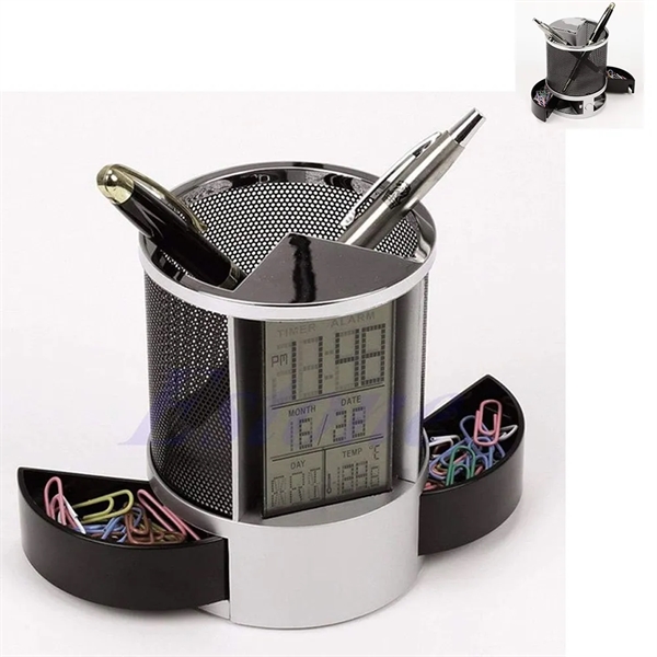 Multi-Function Desk Holder Caddy Clock - Multi-Function Desk Holder Caddy Clock - Image 2 of 2