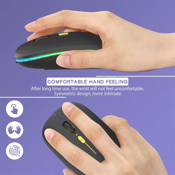 Slim LED Rechargeable Wireless Mouse with USB Receiver - Slim LED Rechargeable Wireless Mouse with USB Receiver - Image 3 of 5