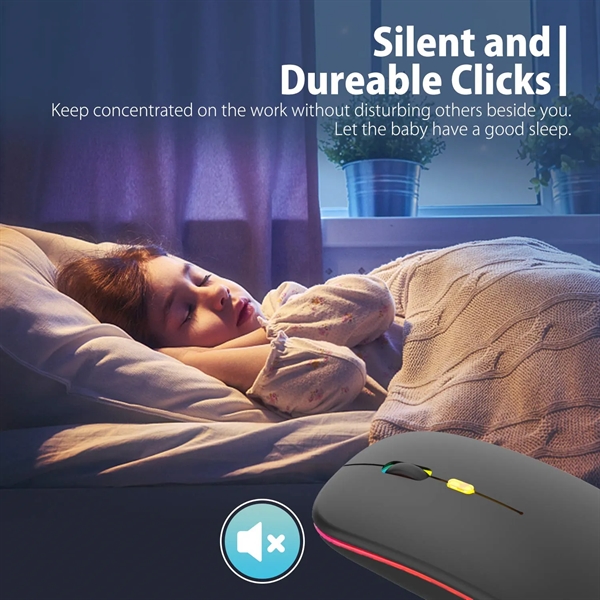 Slim LED Rechargeable Wireless Mouse with USB Receiver - Slim LED Rechargeable Wireless Mouse with USB Receiver - Image 4 of 5