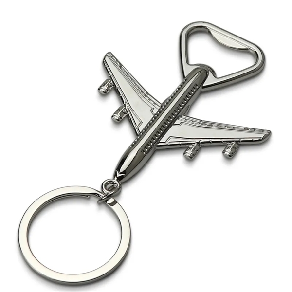 Metal Airplane Bottle Opener Key Chain - Metal Airplane Bottle Opener Key Chain - Image 0 of 6