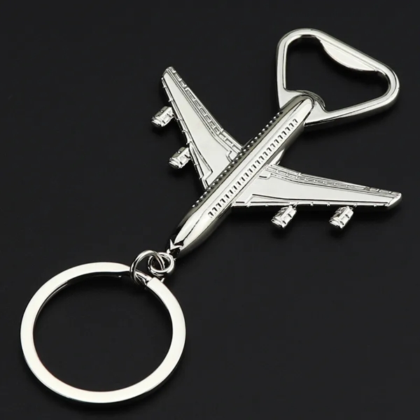 Metal Airplane Bottle Opener Key Chain - Metal Airplane Bottle Opener Key Chain - Image 1 of 6