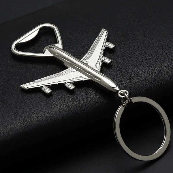 Metal Airplane Bottle Opener Key Chain - Metal Airplane Bottle Opener Key Chain - Image 2 of 6