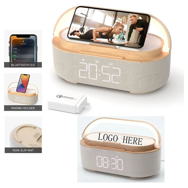 Wireless Bluetooth Speaker Phone Charging With Alarm Clock - Wireless Bluetooth Speaker Phone Charging With Alarm Clock - Image 0 of 4