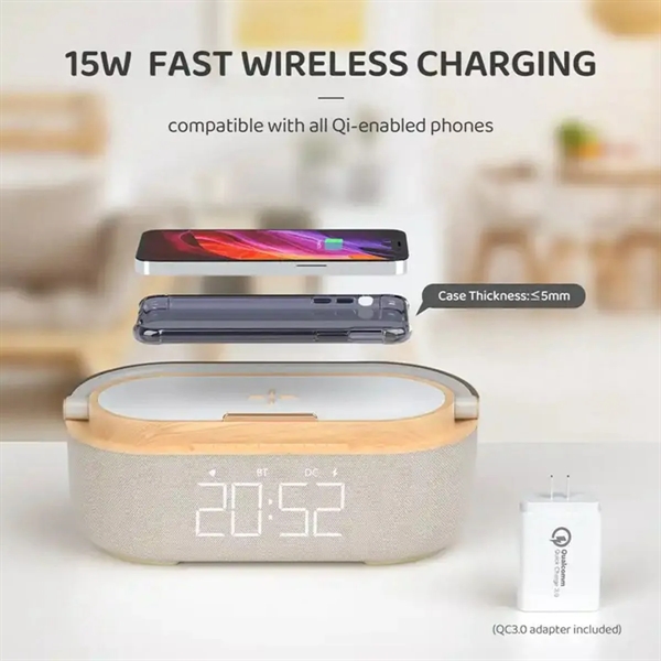 Wireless Bluetooth Speaker Phone Charging With Alarm Clock - Wireless Bluetooth Speaker Phone Charging With Alarm Clock - Image 1 of 4
