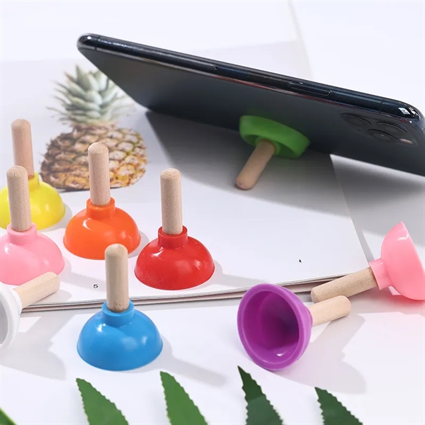 Colorful Mini Toilet Plunger Phone Holder Stand - Colorful Mini Toilet Plunger Phone Holder Stand - Image 1 of 1